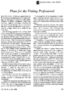 Plans for the visiting professional