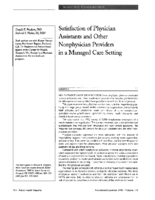 Satisfaction Of Physician Assistants And Other Nonphysician Providers In A Managed Care Setting