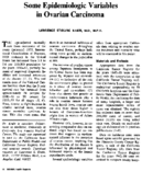 Some Epidemiologic Variables In Ovarian Carcinoma