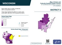 WI Congressional District 08 Stroke and Federally Qualified Health Centers Map 119th Congress