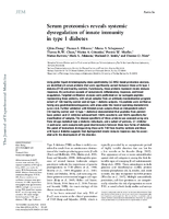 Serum proteomics reveals systemic dysregulation of innate immunity in type 1 diabetes