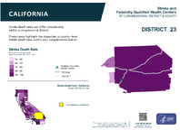 CA Congressional District 23 Stroke and Federally Qualified Health Centers Map 118th Congress