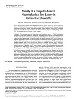 Validity of a ComputerAssisted Neurobehavioral Test Battery in Toxicant Encephalopathy