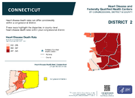 CT Congressional District 02 Heart Disease and Federally Qualified Health Centers Map 118th Congress