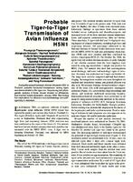 Probable TigertoTiger Transmission of Avian Influenza H5N1