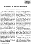 Highlights of the first 100 years