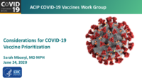 Considerations for COVID19 vaccine prioritization