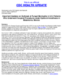 Important Updates on Outbreak of Fungal Meningitis in US Patients Matamoros Mexico