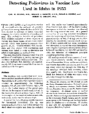 Detecting poliovirus in vaccine lots used in Idaho in 1955
