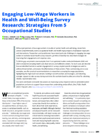Engaging LowWage Workers in Health and WellBeing Survey Research Strategies from 5 Occupational Studies