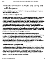 Medical Surveillance in WorkSite Safety and Health Programs