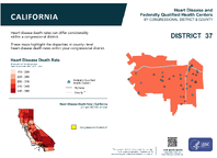 CA Congressional District 37 Heart Disease and Federally Qualified Health Centers Map 118th Congress