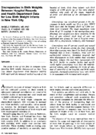 Discrepancies in birth weights between hospital records and health department data for low birth weight infants in New York City