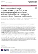 Relationships of Residential Distance to Greenhouse Floriculture and Organophosphate Pyrethroid and Neonicotinoid Urinary Metabolite Concentration in Ecuadorian Adolescents