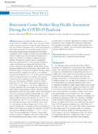 Retirement Center Worker Sleep Health Assessment During the COVID19 Pandemic