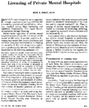 Licensing of private mental hospitals