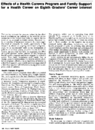 Effects Of A Health Careers Program And Family Support For A Health Career On Eighth Graders Career Interest