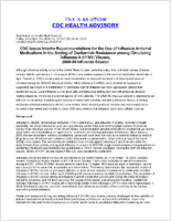 CDC issues interim recommendations for the use of influenza antiviral medications in the setting of Oseltamivir resistance among circulating influenza A H1N1  viruses 200809 influenza season