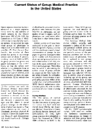 Current Status Of Group Medical Practice In The US