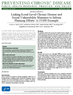 Linking LocalLevel Chronic Disease and Social Vulnerability Measures to Inform Planning Efforts A COPD Example