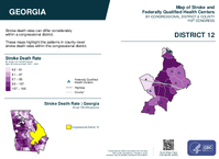 GA Congressional District 12 Stroke and Federally Qualified Health Centers Map 119th Congress