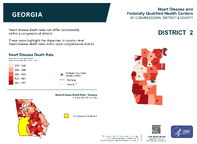 GA Congressional District 02 Heart Disease and Federally Qualified Health Centers Map 118th Congress