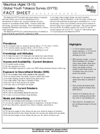 2008 Mauritius Ages 1315 Global Youth Tobacco Survey GYTS Fact Sheet