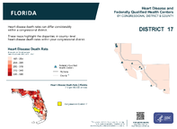 FL Congressional District 17 Heart Disease and Federally Qualified Health Centers Map 118th Congress