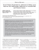Sexual Violence Perpetration by Adolescents in Dating versus SameSex Peer Relationships Differences in Associated Risk and Protective Factors