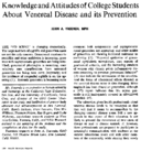 Knowledge and attitudes of college students about venereal disease and its prevention