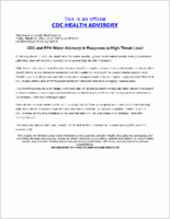 CDC and EPA water advisory in response to high threat level