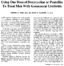 Using One Dose Of Doxycycline Or Penicillin To Treat Men With Gonococcal Urethritis