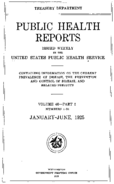 Public Health Reports  v 40 part 1 numbers 126 JanuaryJune 1925  index