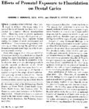Effects Of Prenatal Exposure To Fluoridation On Dental Caries