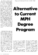 Alternative To Current Mph Degree Program