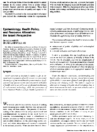 Epidemiology health policy and resource allocation the Israeli perspective