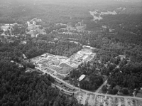An aerial view of the CDC Clifton Road Atlanta Georgia Roybal Campus under construction in 1958