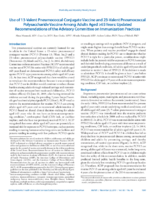 Use of 13Valent Pneumococcal Conjugate Vaccine and 23Valent Pneumococcal Polysaccharide Vaccine Among Adults Aged 65 Years Updated Recommendations of the Advisory Committee on Immunization Practices