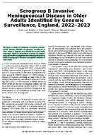 Serogroup B Invasive Meningococcal Disease in Older Adults Identified by Genomic Surveillance England 20222023