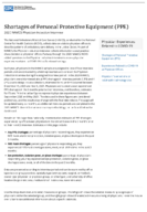 Shortages of personal protective equipment PPE
