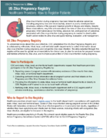 US Zika Pregnancy Registry Healthcare Providers How to Register Patients March 18 2016