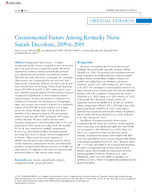 Circumstantial Factors Among Kentucky Nurse Suicide Decedents 2005 to 2019