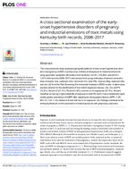 A CrossSectional Examination of the EarlyOnset Hypertensive Disorders of Pregnancy and Industrial Emissions of Toxic Metals Using Kentucky Birth Records 20082017