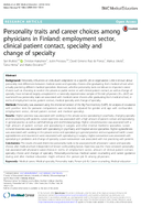 Personality traits and career choices among physicians in Finland employment sector clinical patient contact specialty and change of specialty