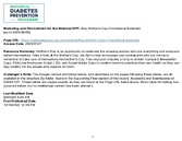 Marketing and Recruitment for the National DPP National Diabetes Prevention Program May  Mothers Day