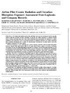 Airline Pilot Cosmic Radiation and Circadian Disruption Exposure Assessment from Logbooks and Company Records 2011