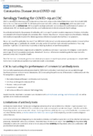 Serology Testing for COVID19 at CDC May 22 2020