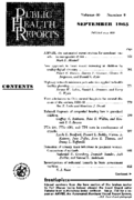 Public Health Reports  v 80 no 9 September 1965  table of contents