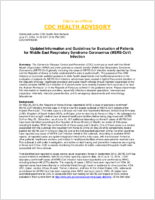 Updated information and guidelines for evaluation of patients for Middle East respiratory syndrome coronavirus MERSCoV infection