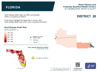 FL Congressional District 26 Heart Disease and Federally Qualified Health Centers Map 118th Congress
